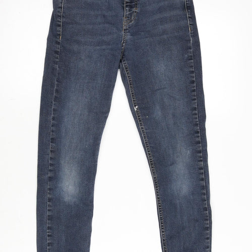 Topshop Womens Blue Cotton Blend Tapered Jeans Size 26 in L26 in Regular Zip