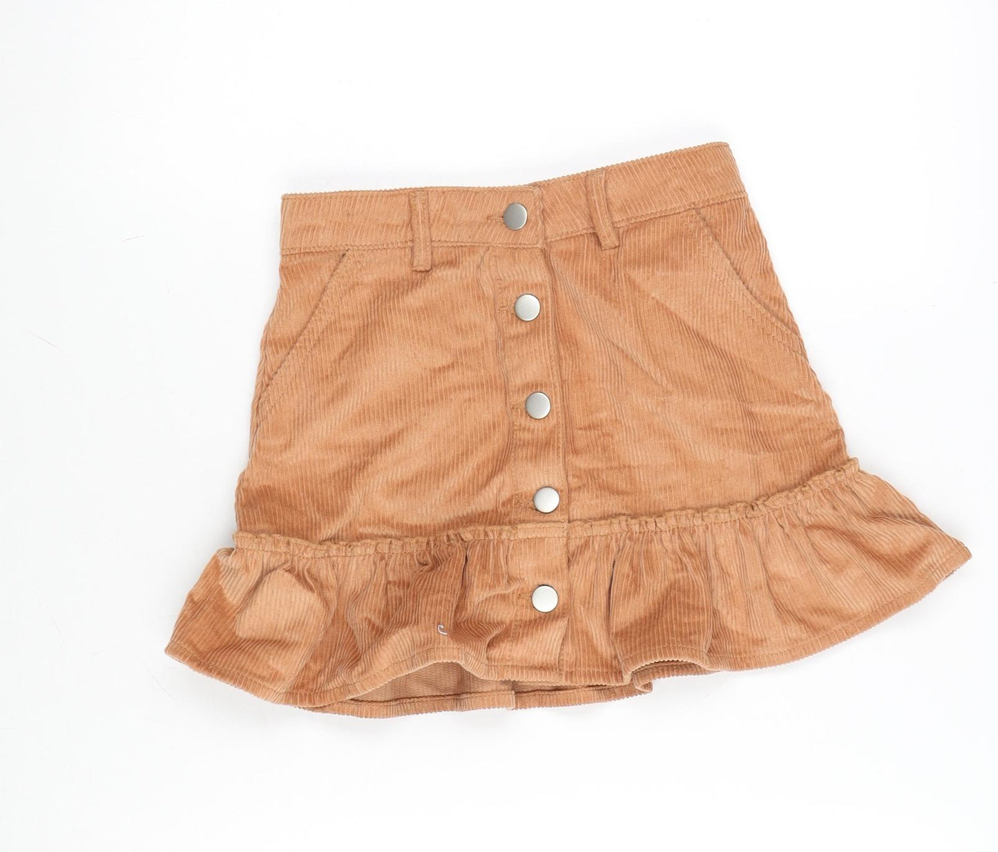 Matalan Girls Orange Cotton A-Line Skirt Size 8 Years Regular Button