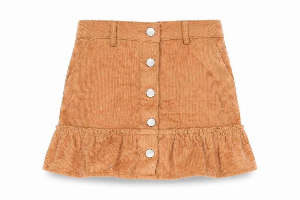 Matalan Girls Orange Cotton A-Line Skirt Size 8 Years Regular Button
