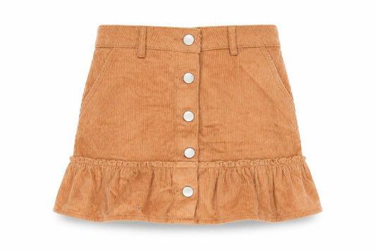 Matalan Girls Orange Cotton A-Line Skirt Size 8 Years Regular Button