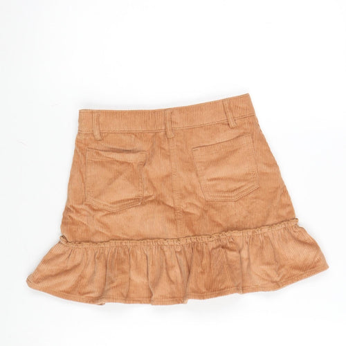 Matalan Girls Orange Cotton A-Line Skirt Size 8 Years Regular Button