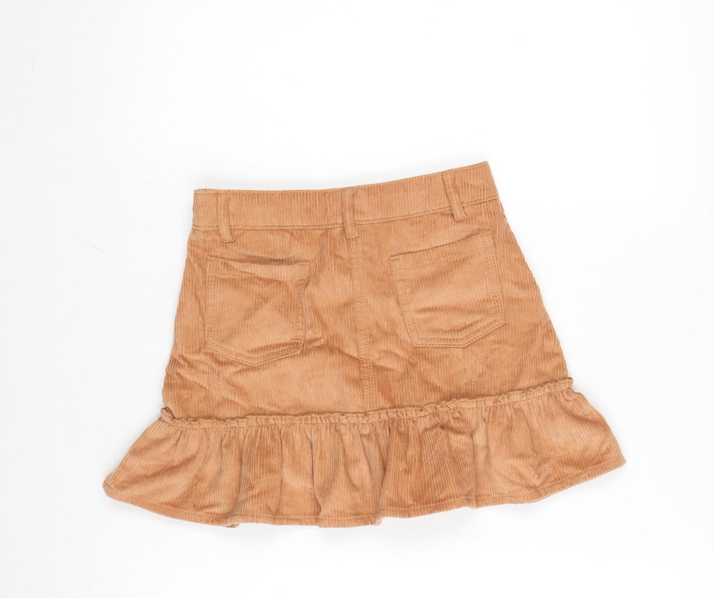 Matalan Girls Orange Cotton A-Line Skirt Size 8 Years Regular Button