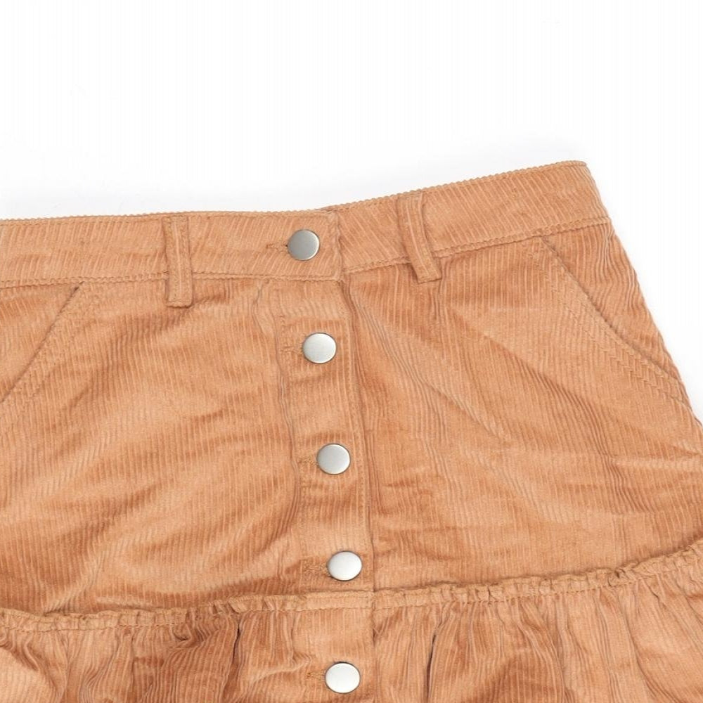 Matalan Girls Orange Cotton A-Line Skirt Size 8 Years Regular Button
