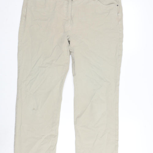 Mona Womens Beige Cotton Trousers Size 38 in L27.5 in Regular Zip