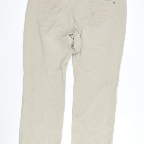 Mona Womens Beige Cotton Trousers Size 38 in L27.5 in Regular Zip