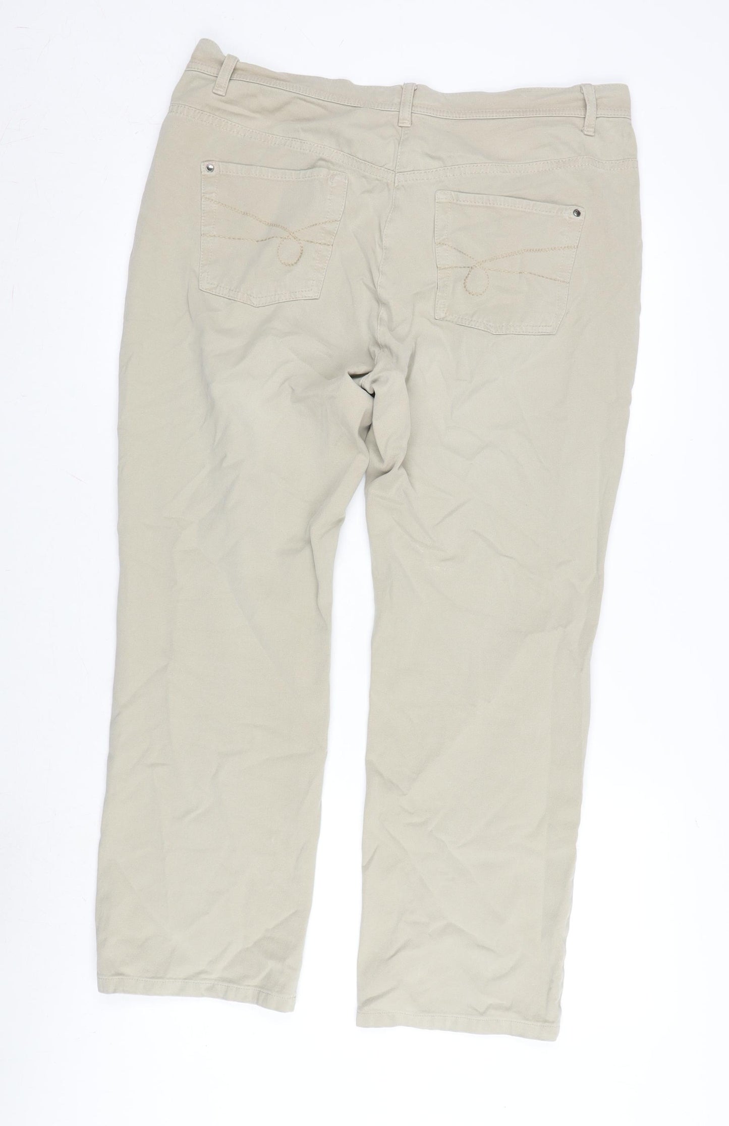 Mona Womens Beige Cotton Trousers Size 38 in L27.5 in Regular Zip