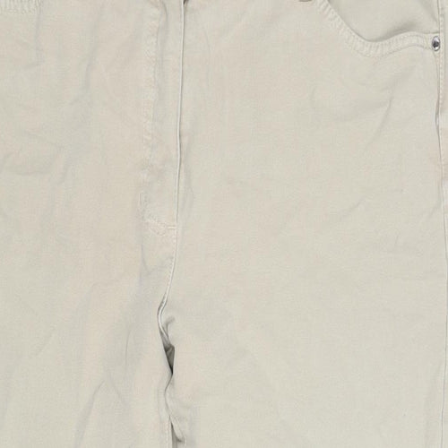 Mona Womens Beige Cotton Trousers Size 38 in L27.5 in Regular Zip