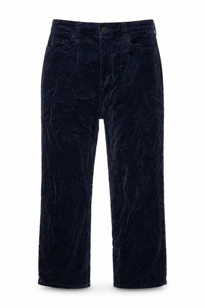 Marks and Spencer Womens Blue Cotton Blend Trousers Size 10 L22.5 in Regular Zip