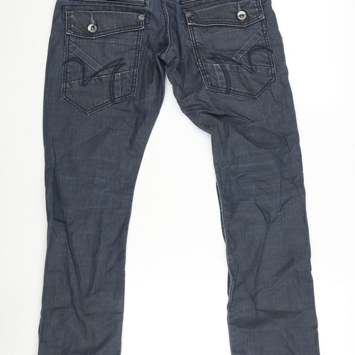 Police Mens Blue Cotton Bootcut Jeans Size 28 in L30 in Regular Button