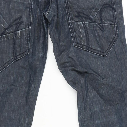 Police Mens Blue Cotton Bootcut Jeans Size 28 in L30 in Regular Button