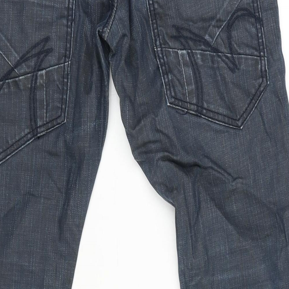 Police Mens Blue Cotton Bootcut Jeans Size 28 in L30 in Regular Button