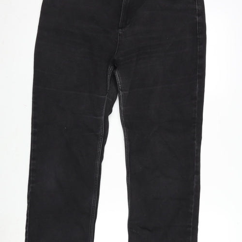 Marks and Spencer Womens Grey Cotton Blend Straight Jeans Size 16 L29 in Regular Zip