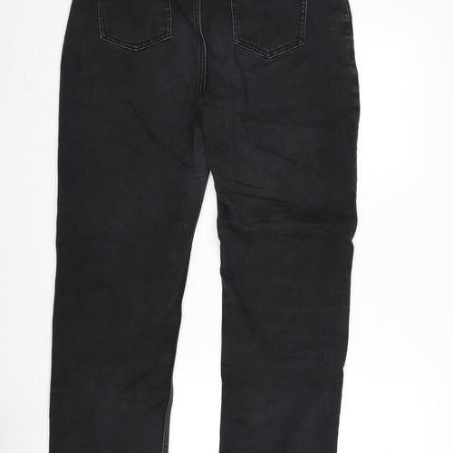 Marks and Spencer Womens Grey Cotton Blend Straight Jeans Size 16 L29 in Regular Zip