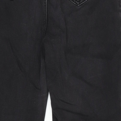Marks and Spencer Womens Grey Cotton Blend Straight Jeans Size 16 L29 in Regular Zip