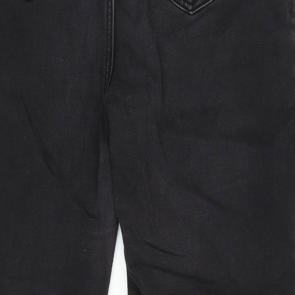 Marks and Spencer Womens Grey Cotton Blend Straight Jeans Size 16 L29 in Regular Zip