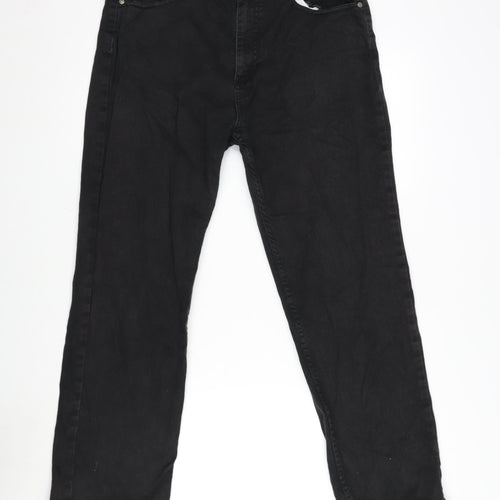 Easy Mens Black Cotton Blend Straight Jeans Size 34 in L29 in Regular Zip