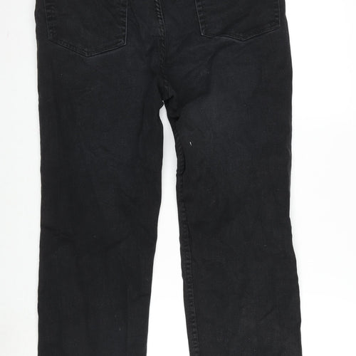 Easy Mens Black Cotton Blend Straight Jeans Size 34 in L29 in Regular Zip
