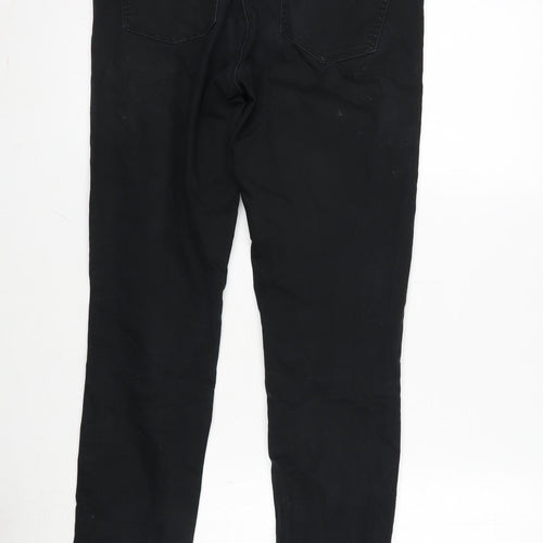 H&M Womens Black Cotton Blend Tapered Jeans Size 12 L30 in Regular Zip