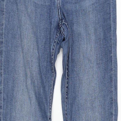 H&M Womens Blue Cotton Blend Bootcut Jeans Size 12 L31 in Regular Zip