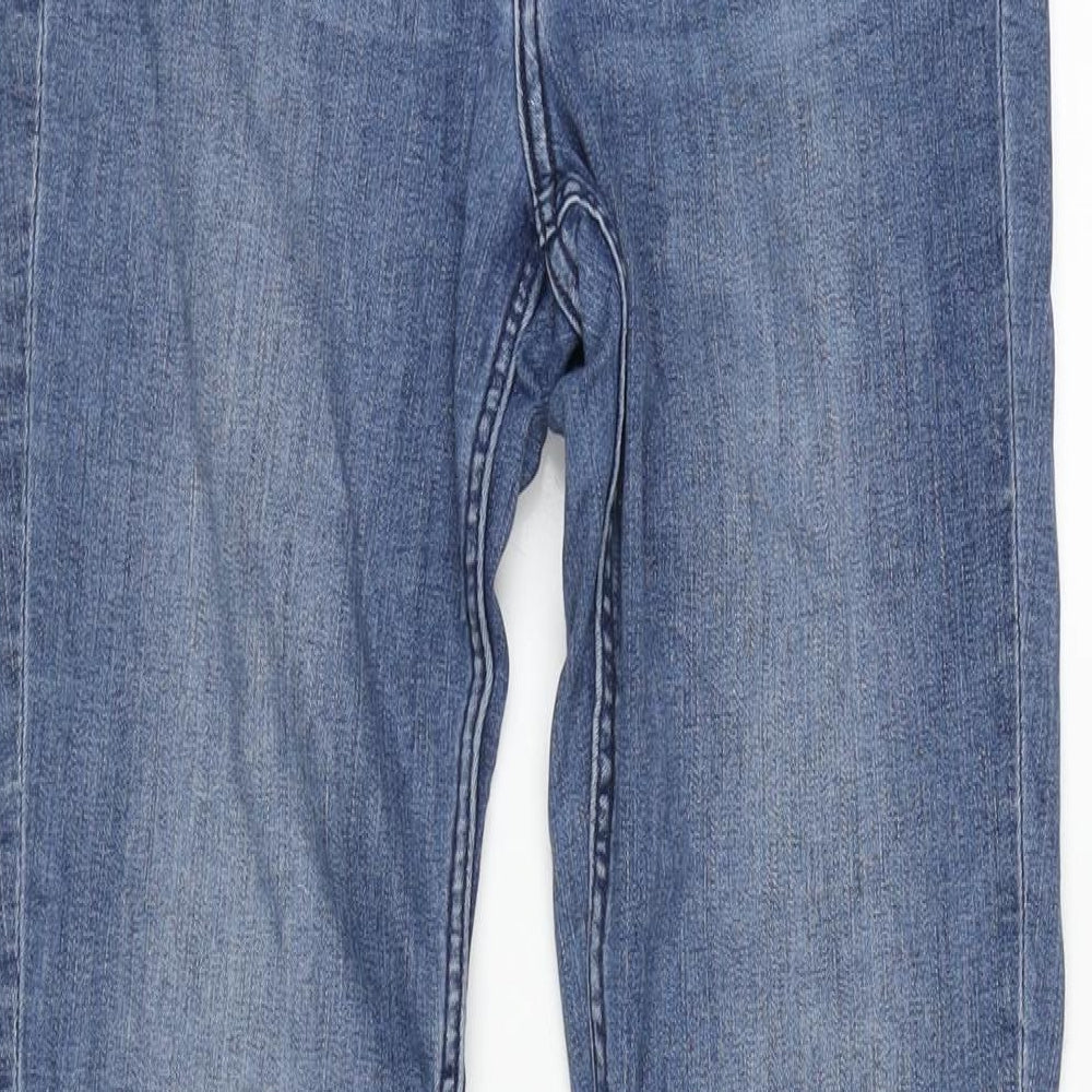 H&M Womens Blue Cotton Blend Bootcut Jeans Size 12 L31 in Regular Zip