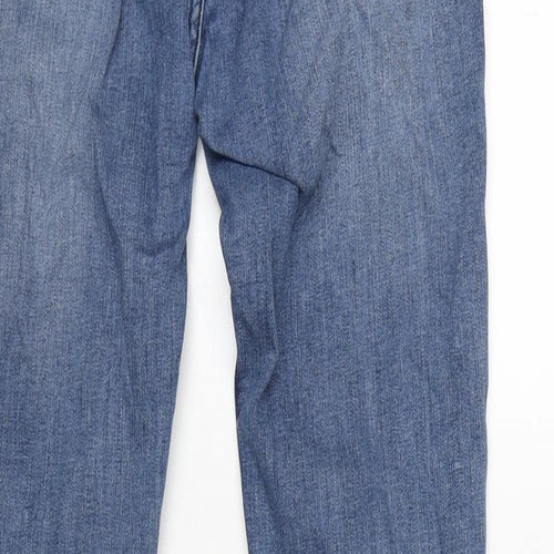 H&M Womens Blue Cotton Blend Bootcut Jeans Size 12 L31 in Regular Zip