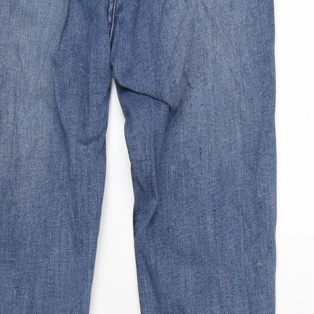 H&M Womens Blue Cotton Blend Bootcut Jeans Size 12 L31 in Regular Zip