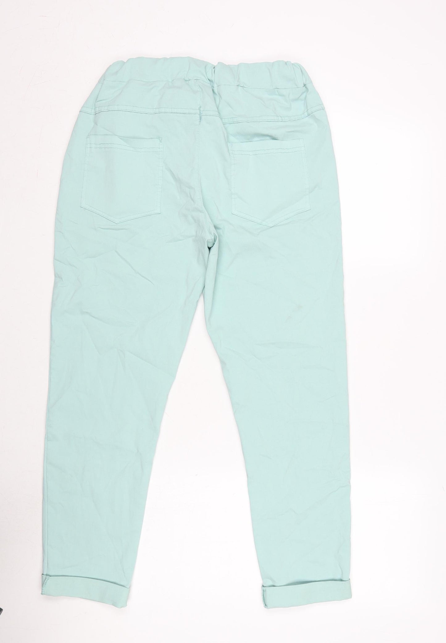 Made in Italy Womens Green Viscose Trousers Size 30 in L25.5 in Regular Tie