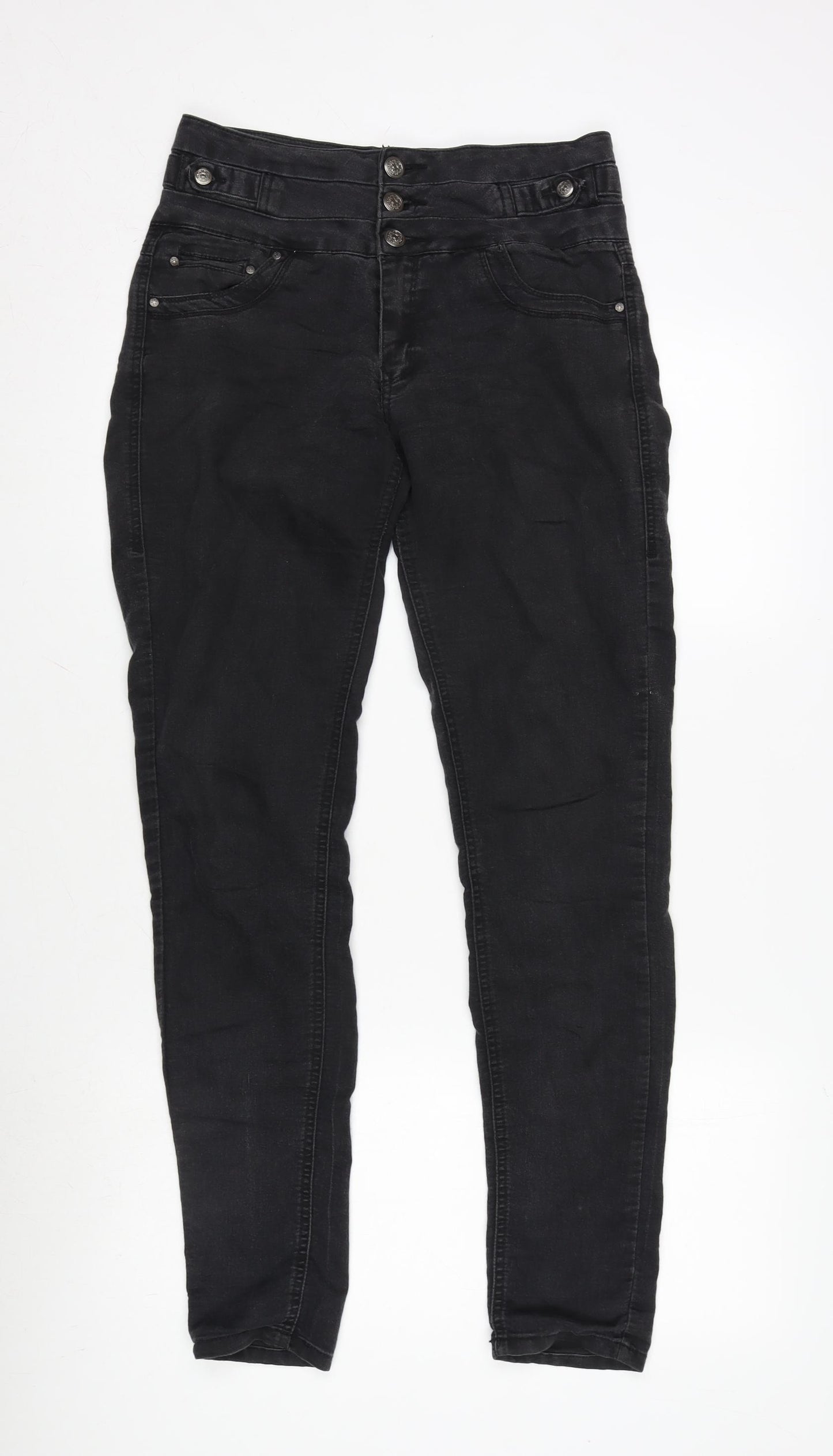 Denim & Co. Womens Grey Cotton Blend Skinny Jeans Size 8 L30.5 in Regular Zip