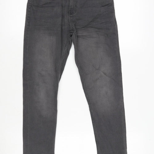 NEXT Boys Grey Cotton Straight Jeans Size 12 Years L25 in Regular Zip