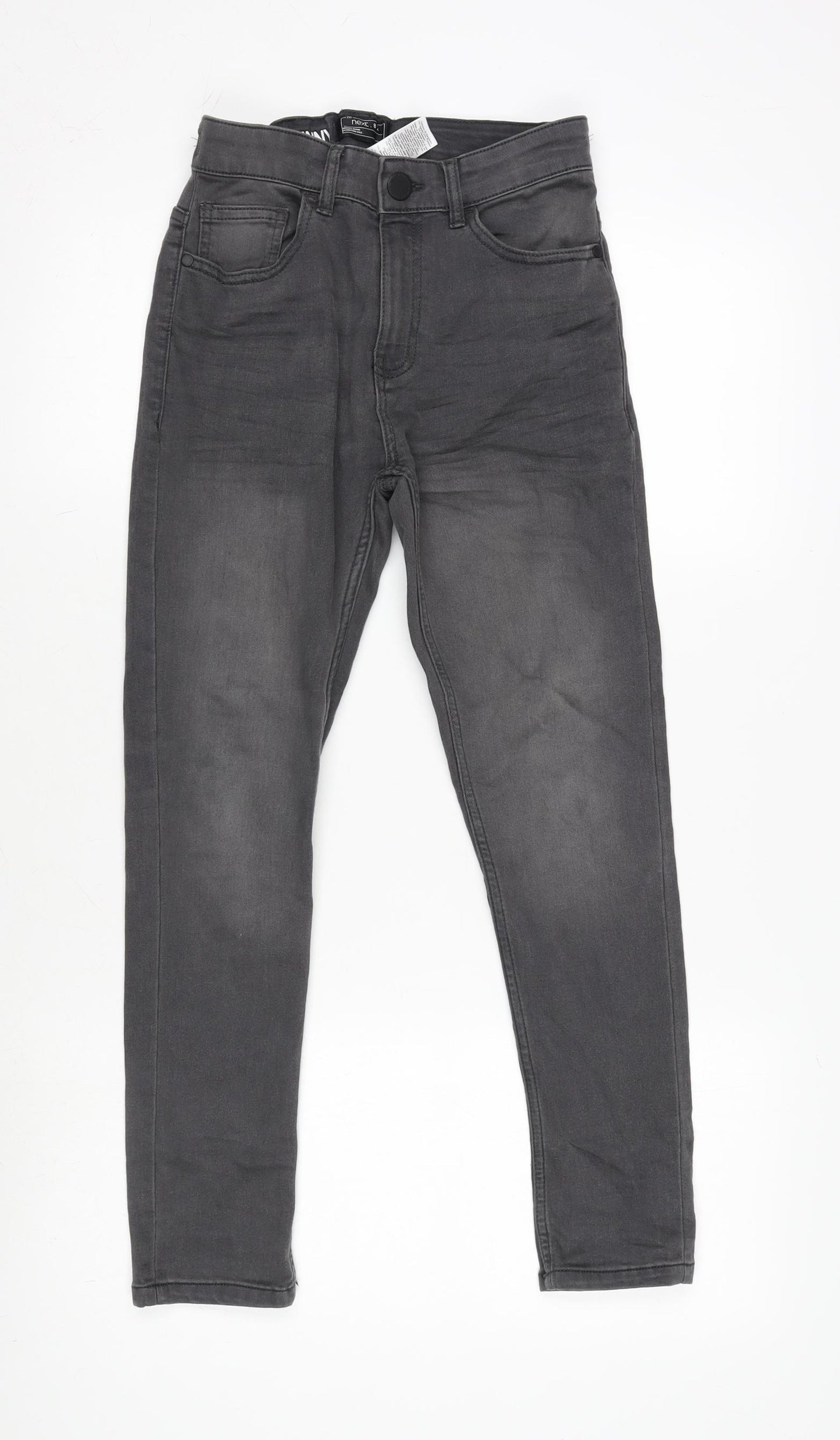 NEXT Boys Grey Cotton Straight Jeans Size 12 Years L25 in Regular Zip