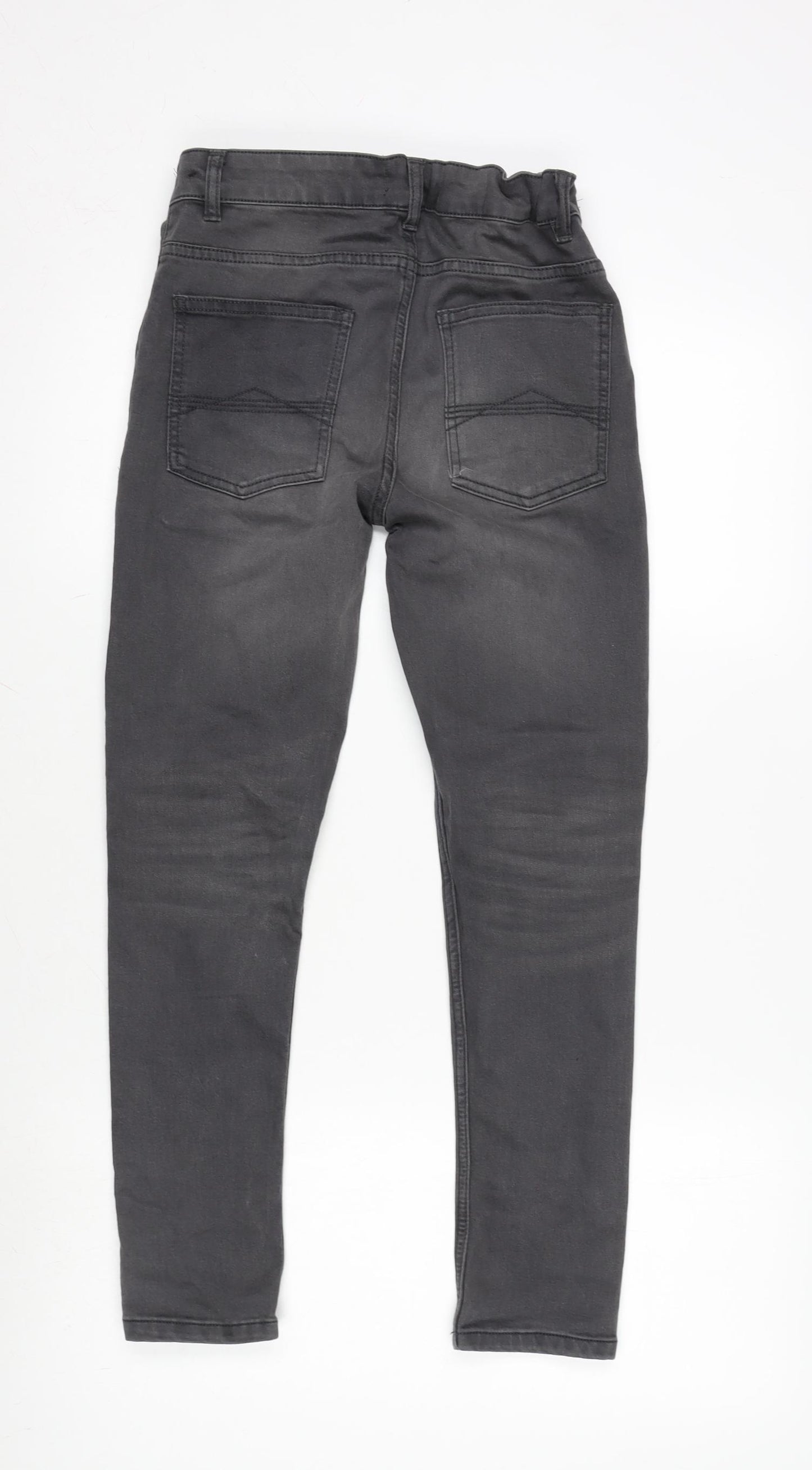 NEXT Boys Grey Cotton Straight Jeans Size 12 Years L25 in Regular Zip