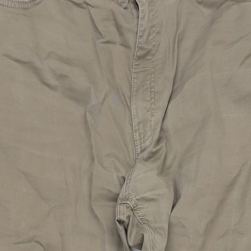 Marks and Spencer Mens Beige Cotton Blend Straight Jeans Size 42 in L33 in Regular Zip