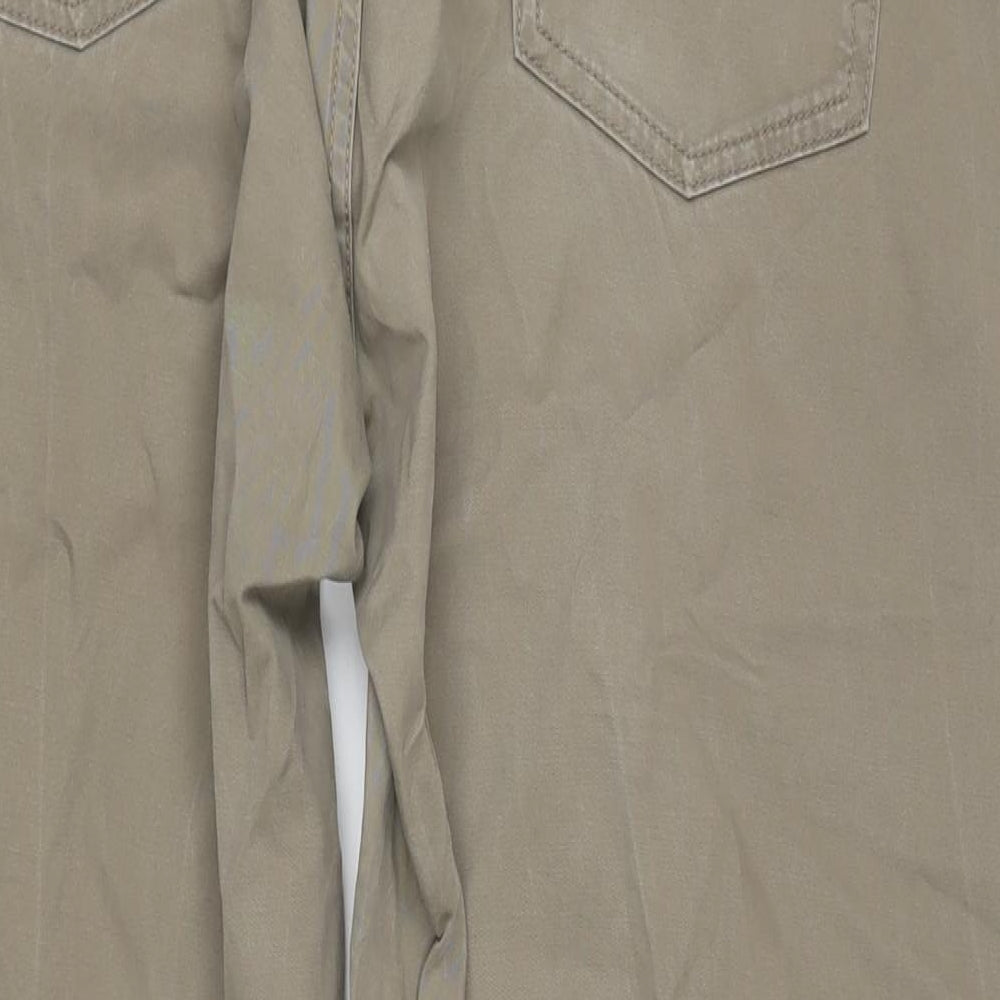 Marks and Spencer Mens Beige Cotton Blend Straight Jeans Size 42 in L33 in Regular Zip