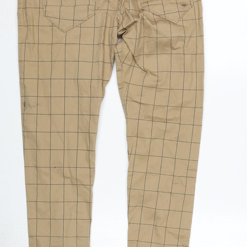 Project Paris Womens Brown Cotton Trousers Size 30 in L30.5 in Regular Button