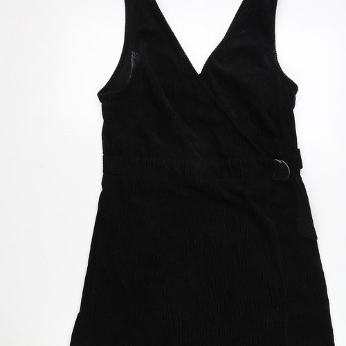 New Look Womens Black Cotton A-Line Size 12 V-Neck Tie
