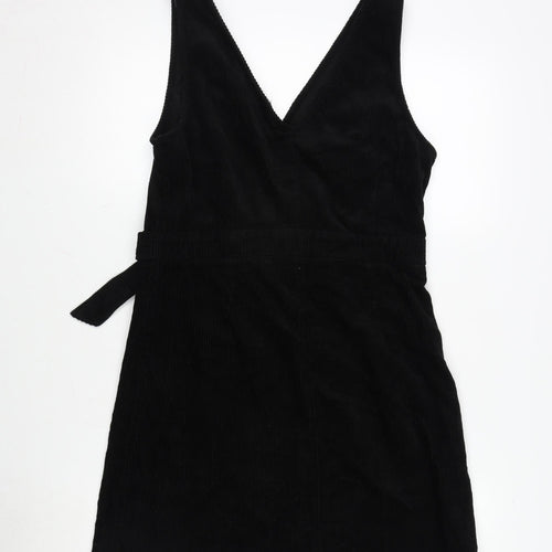 New Look Womens Black Cotton A-Line Size 12 V-Neck Tie