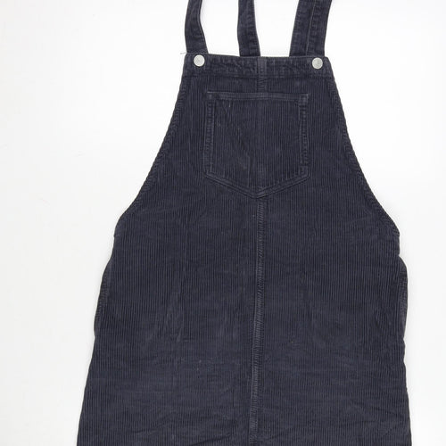 Topshop Womens Blue Cotton A-Line Size 8 Square Neck Snap