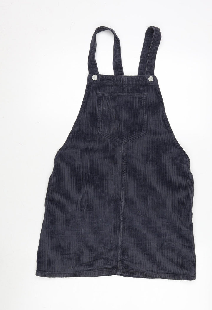 Topshop Womens Blue Cotton A-Line Size 8 Square Neck Snap