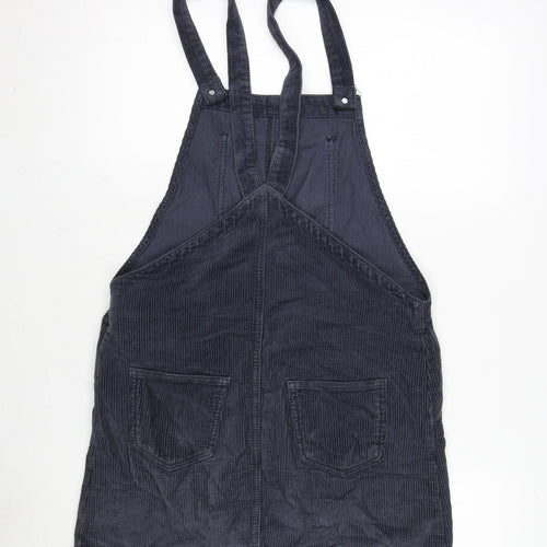 Topshop Womens Blue Cotton A-Line Size 8 Square Neck Snap