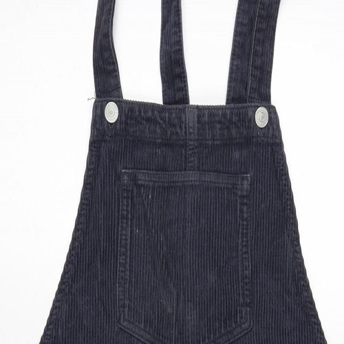 Topshop Womens Blue Cotton A-Line Size 8 Square Neck Snap