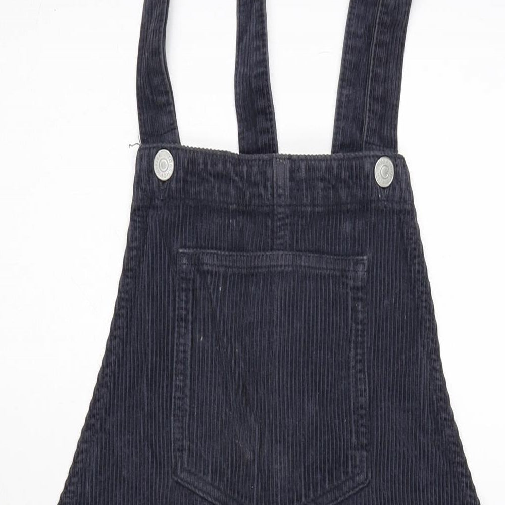 Topshop Womens Blue Cotton A-Line Size 8 Square Neck Snap