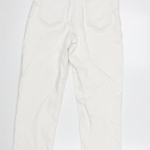 New Look Womens Ivory Cotton Blend Straight Jeans Size 8 L28 in Regular Zip