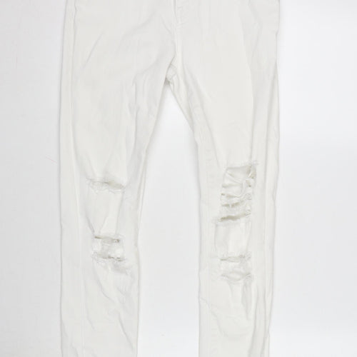 Denim & Co. Womens White Cotton Blend Tapered Jeans Size 12 L29 in Regular Zip