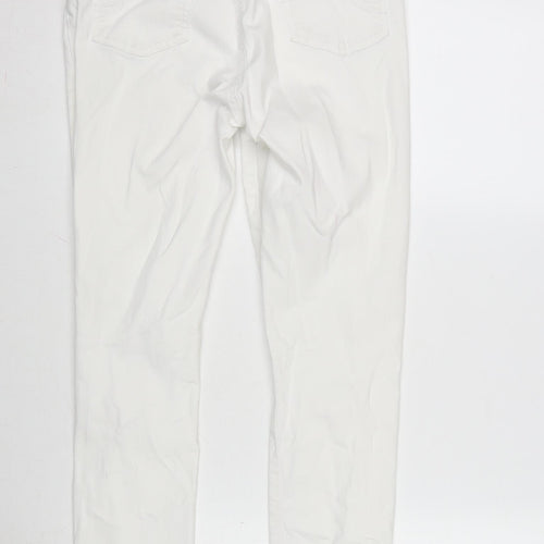 Denim & Co. Womens White Cotton Blend Tapered Jeans Size 12 L29 in Regular Zip