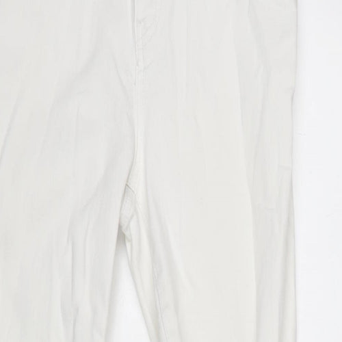 Denim & Co. Womens White Cotton Blend Tapered Jeans Size 12 L29 in Regular Zip