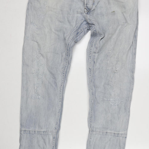 Lee Mens Blue Cotton Straight Jeans Size 34 in L31 in Regular Zip