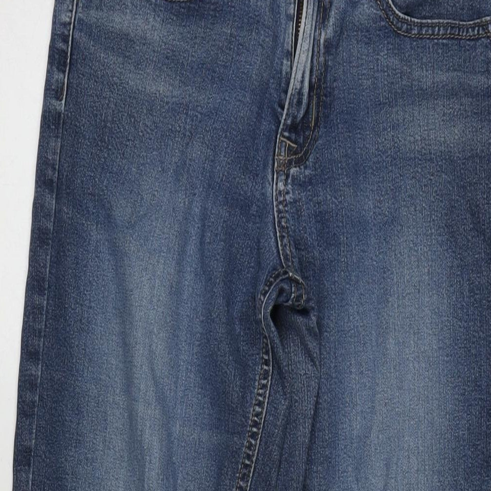 Marks and Spencer Womens Blue Cotton Blend Bootcut Jeans Size 10 L30 in Regular Zip