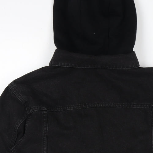 Zara Womens Black Biker Jacket Size 10 Button