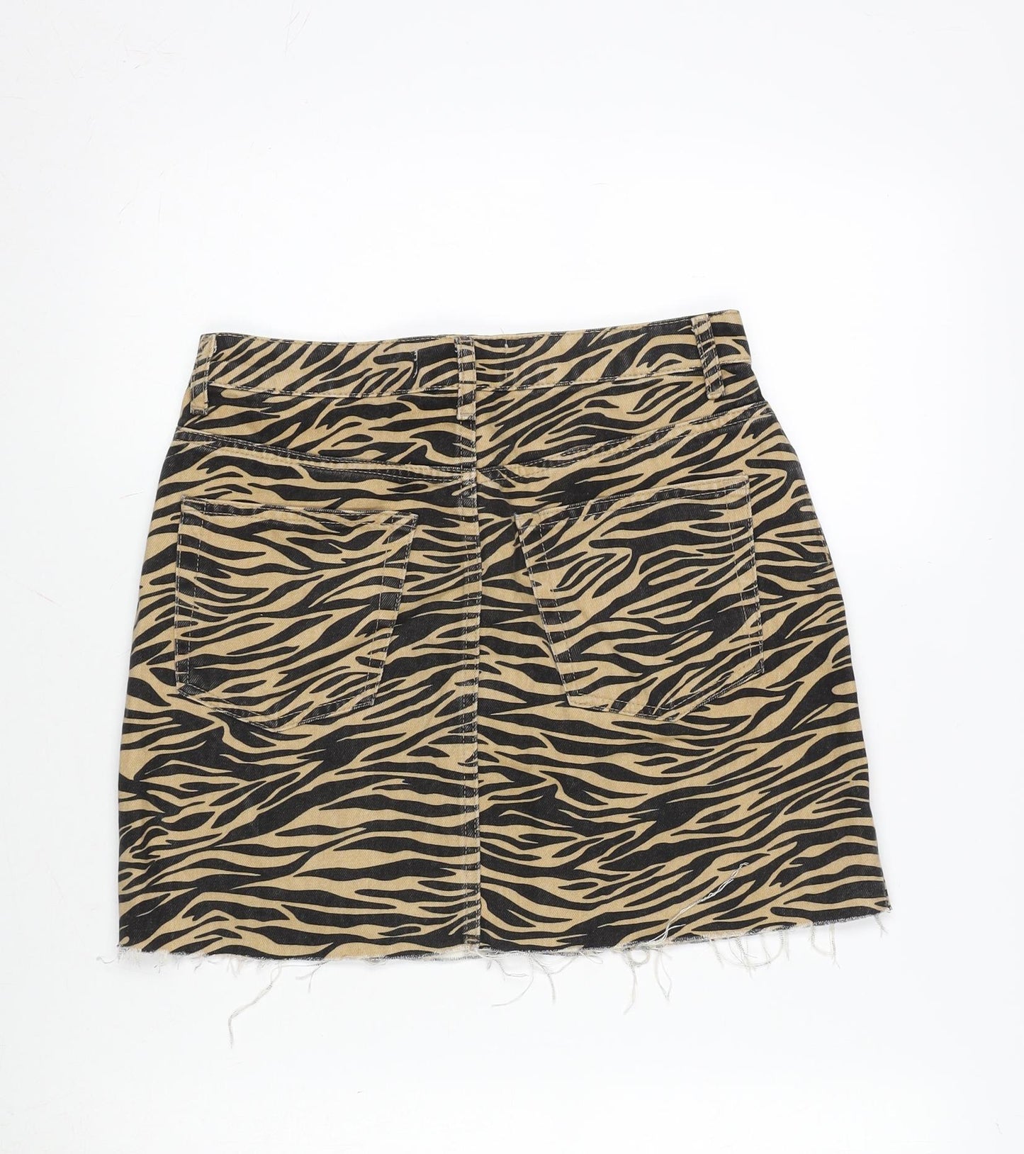 Denim & Co. Womens Brown Camouflage Cotton A-Line Skirt Size 10 Zip