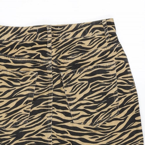 Denim & Co. Womens Brown Camouflage Cotton A-Line Skirt Size 10 Zip